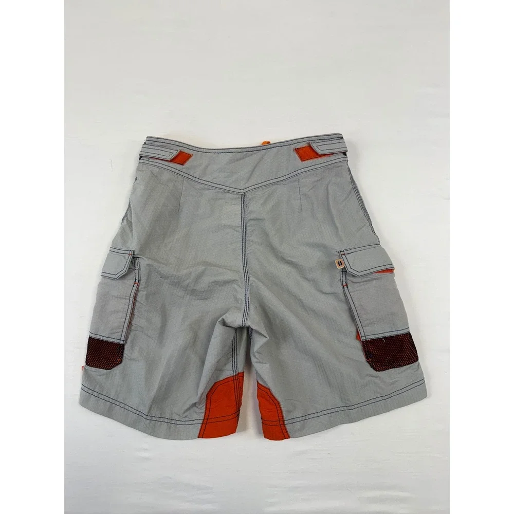 Billabong‎ Y2K Mens Board Shorts Size 32 Grey Orange Honeycomb Cargo M1096 Gas